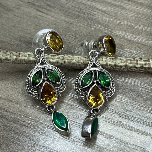 Nicky Butler One-of-a-Kind SS Citrine, Topaz Multi Gem Marquise Drop Earrings - Picture 9 of 12